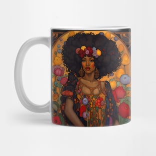 Beautiful Black Woman Woman with Flowers, Art Nouveau Mug